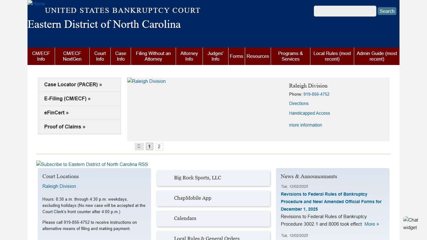 Eastern District of North Carolina United States Bankruptcy Court